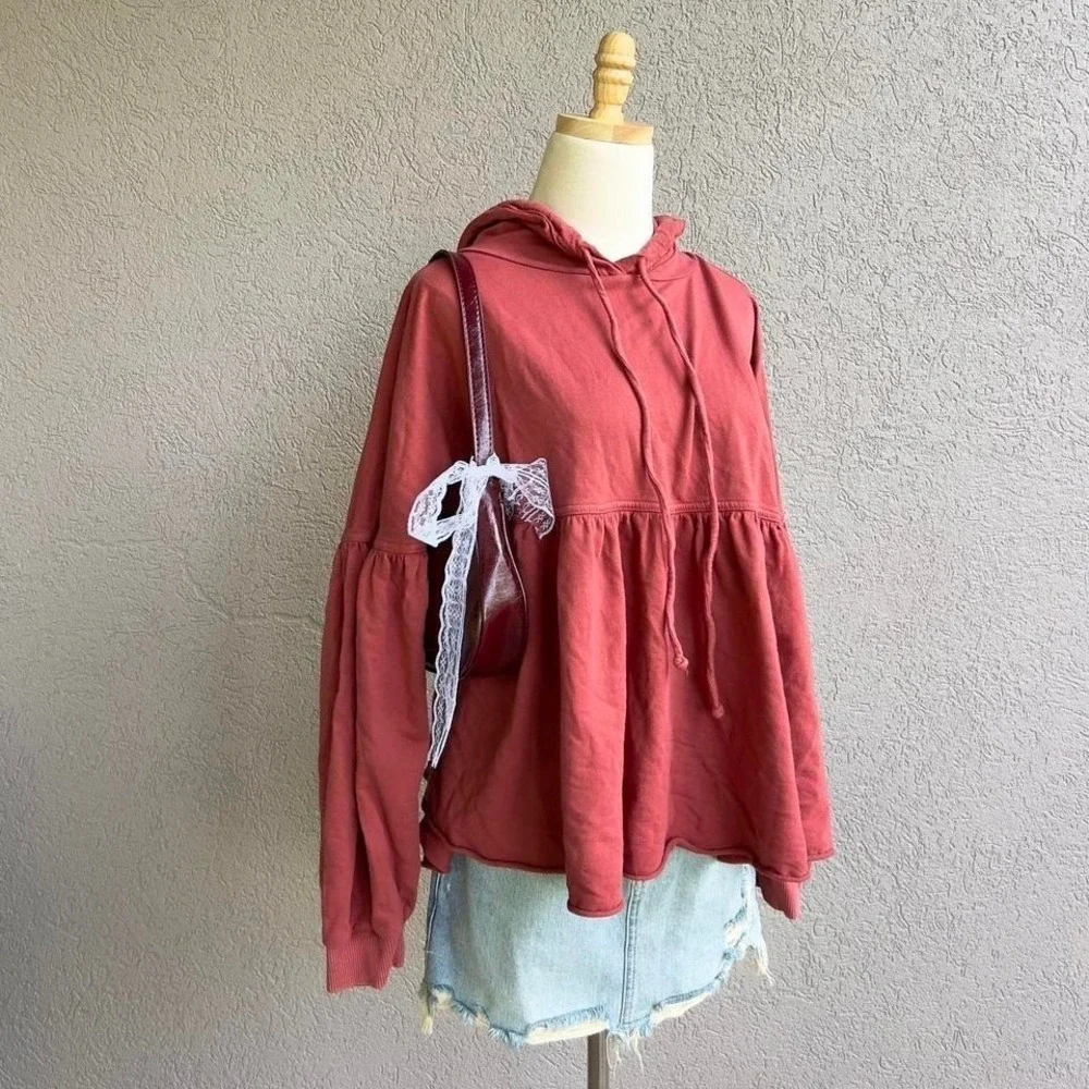 Aerie Red Pullover Hoodie Sweater Sweatshirt Oversized Preppy Size Small - Picture 4 of 7